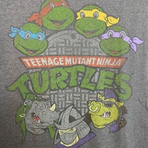 TMNT Ninja Turtles Characters Graphic Tee Gray Sm